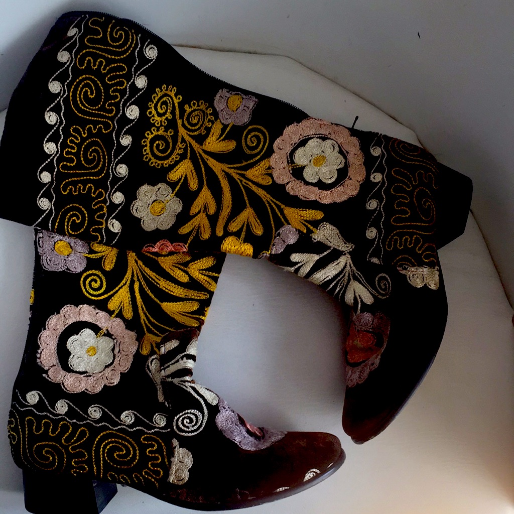 Beautiful Boho Suzani Embroidry Gypsy Velvet Boots